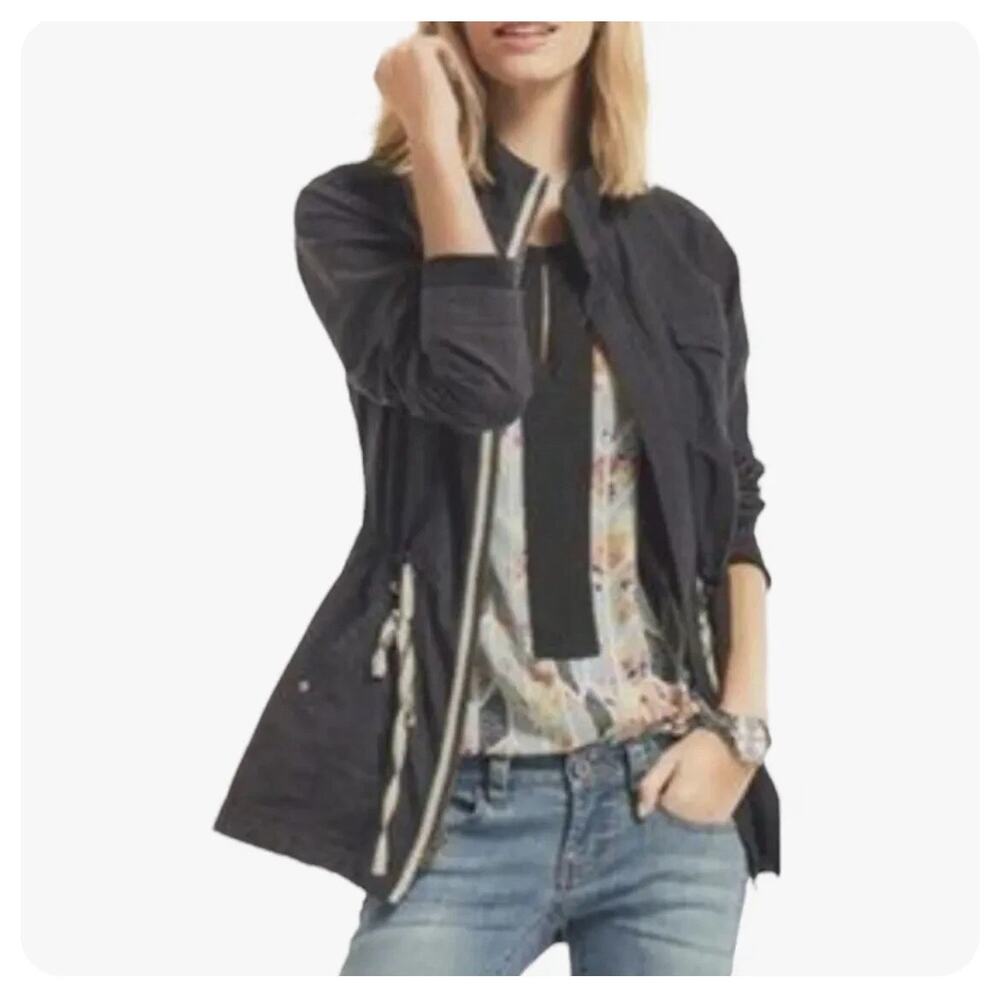 Cabi #209 Weekend Utility Jacket Drawstring Waist Full Zip Gray Size Large